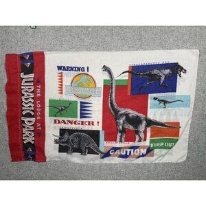 Jurassic Park Pillowcase 90s Vintage Dinosaur Movie Bedding  Double Sided